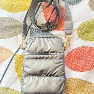 New!! Stylish Silver Quilted Crossbody Bag